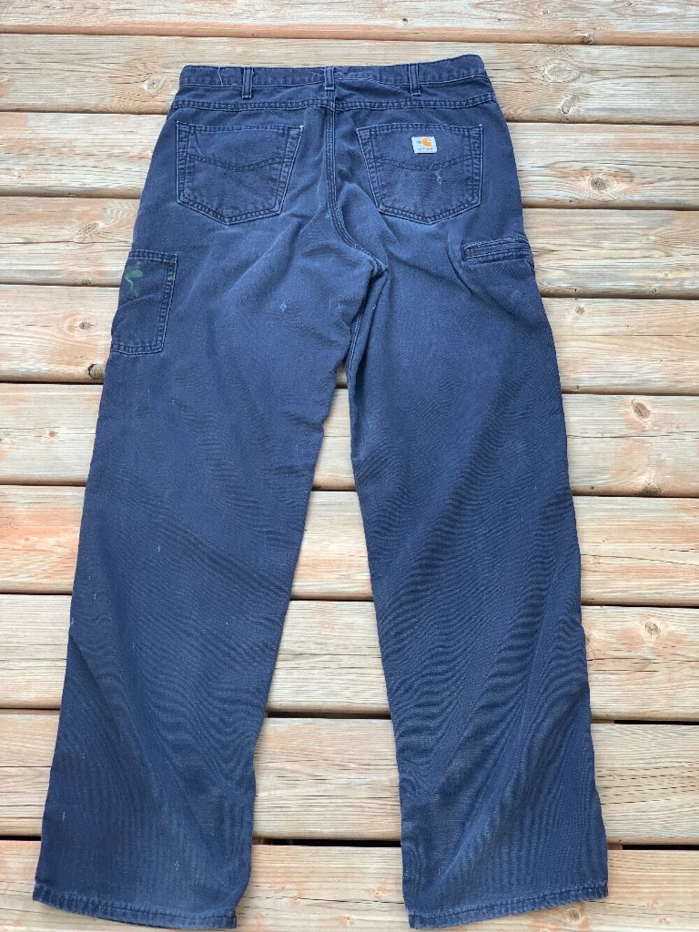 Carhartt FR Flame Resistant Work Pant Men 34x36 Navy Distressed Utility Workwear